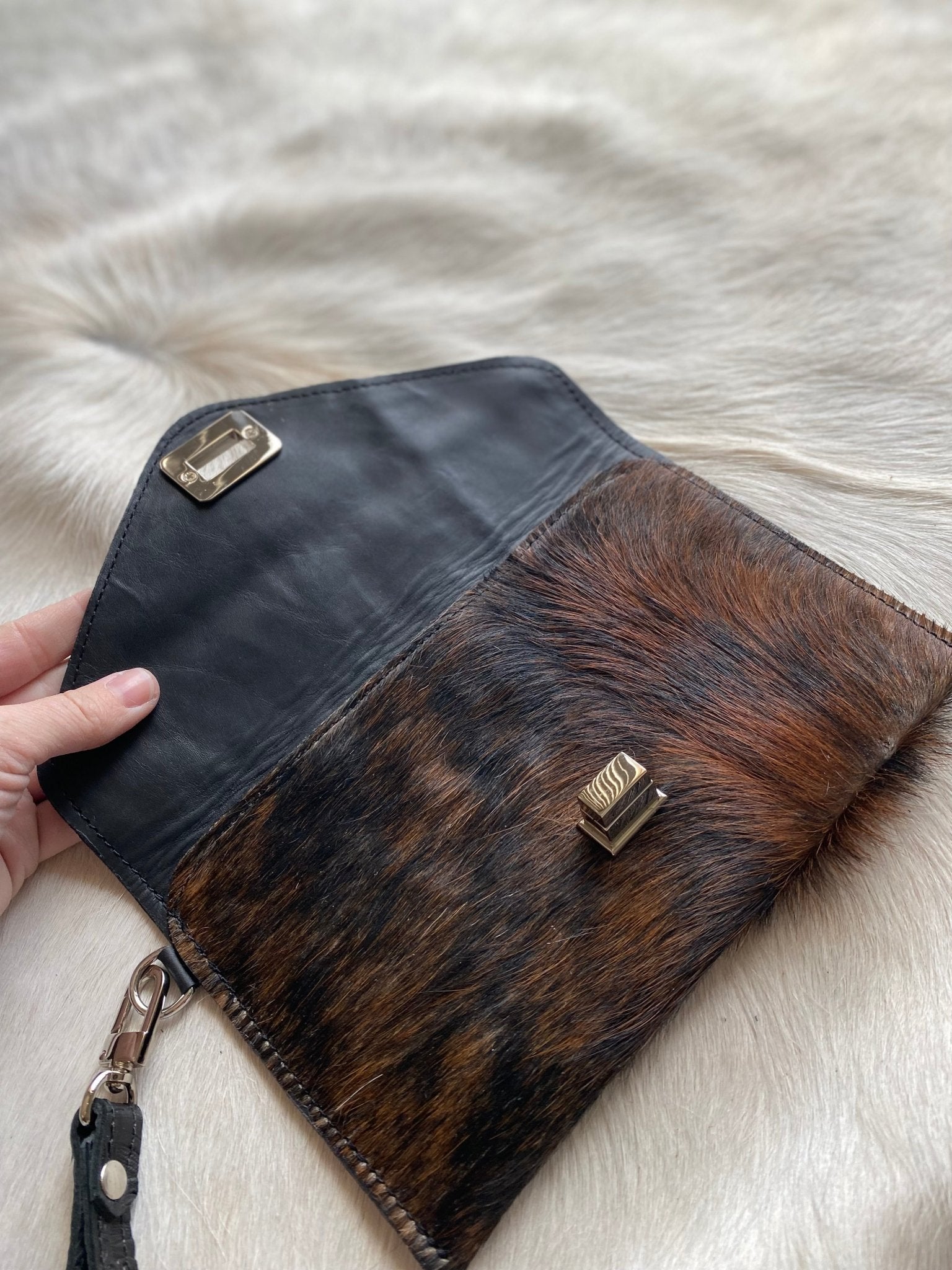 Tricolor Cowhide Clutch - LovLeathers