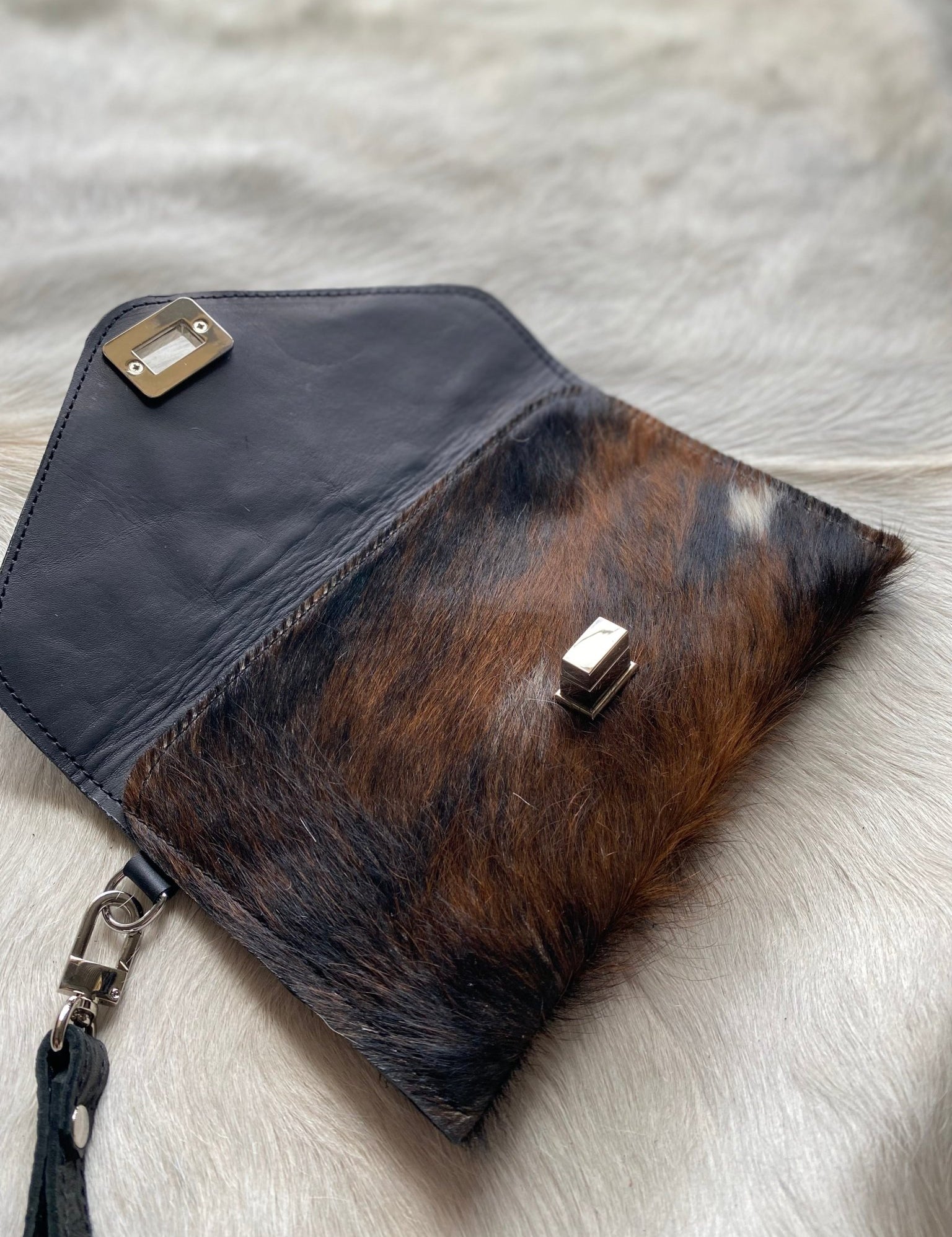 Tricolor Cowhide clutch - LovLeathers
