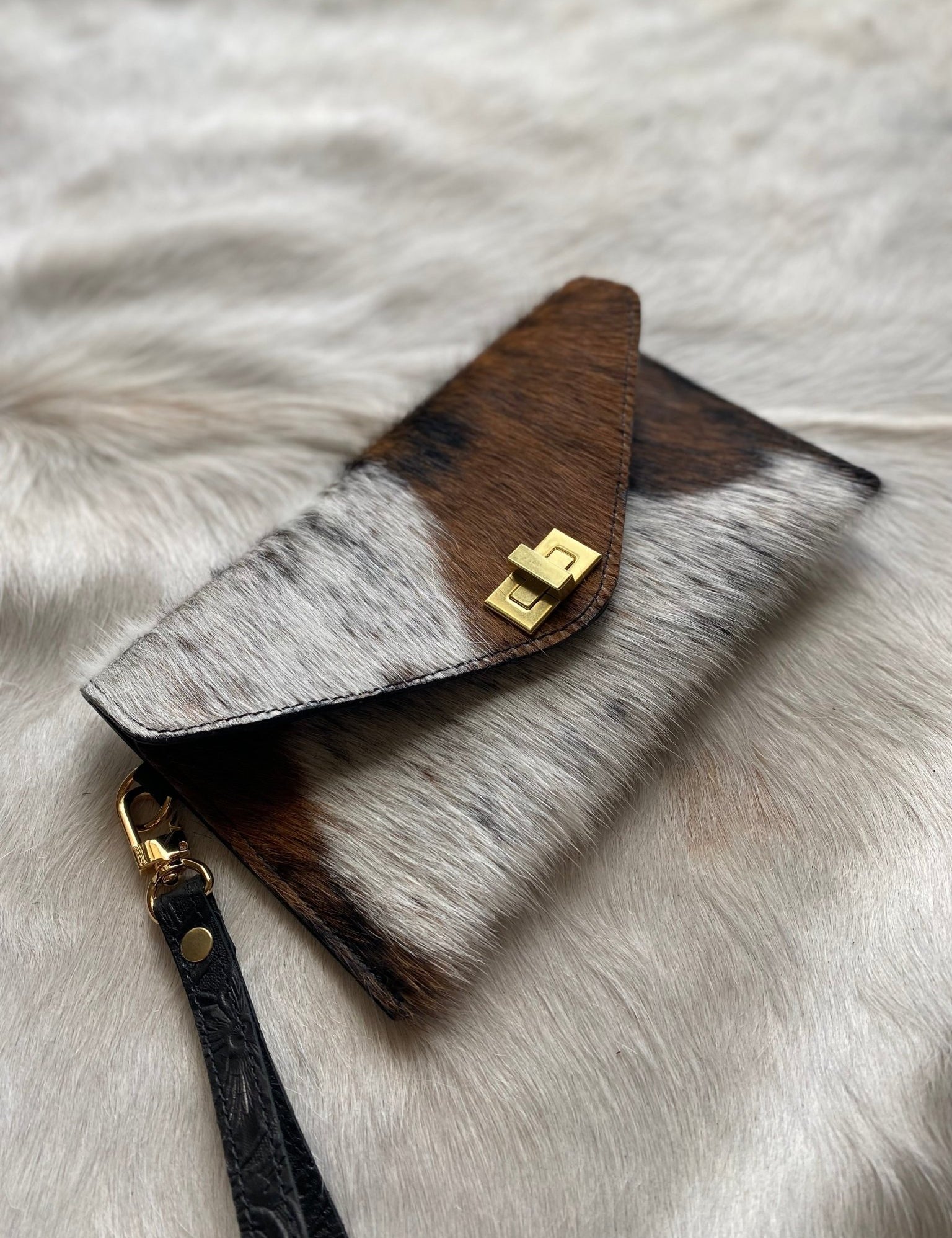 Tricolor Cowhide Clutch - LovLeathers