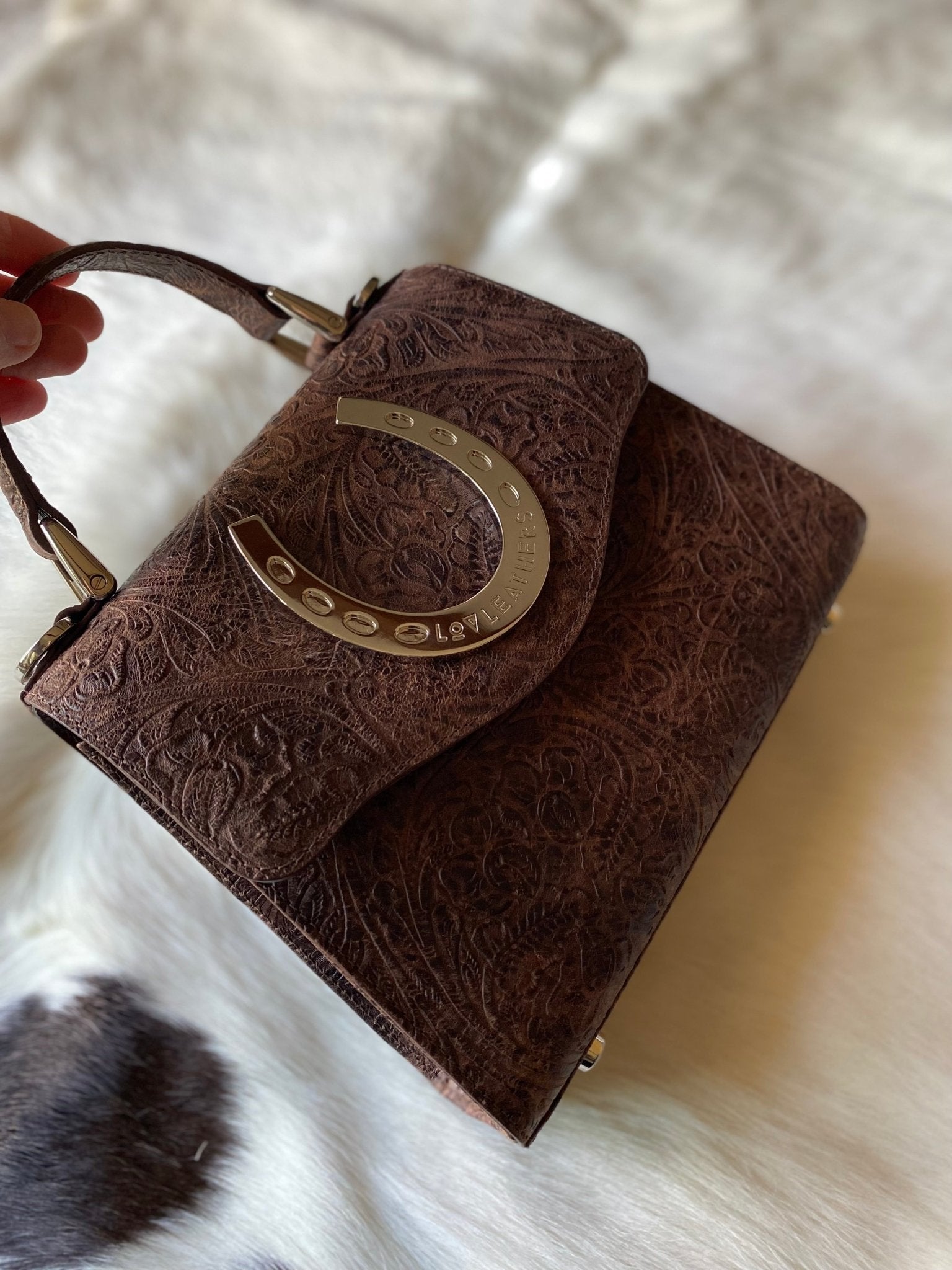 Brown Western Tool Horseshoe Lady Bag - LovLeathers