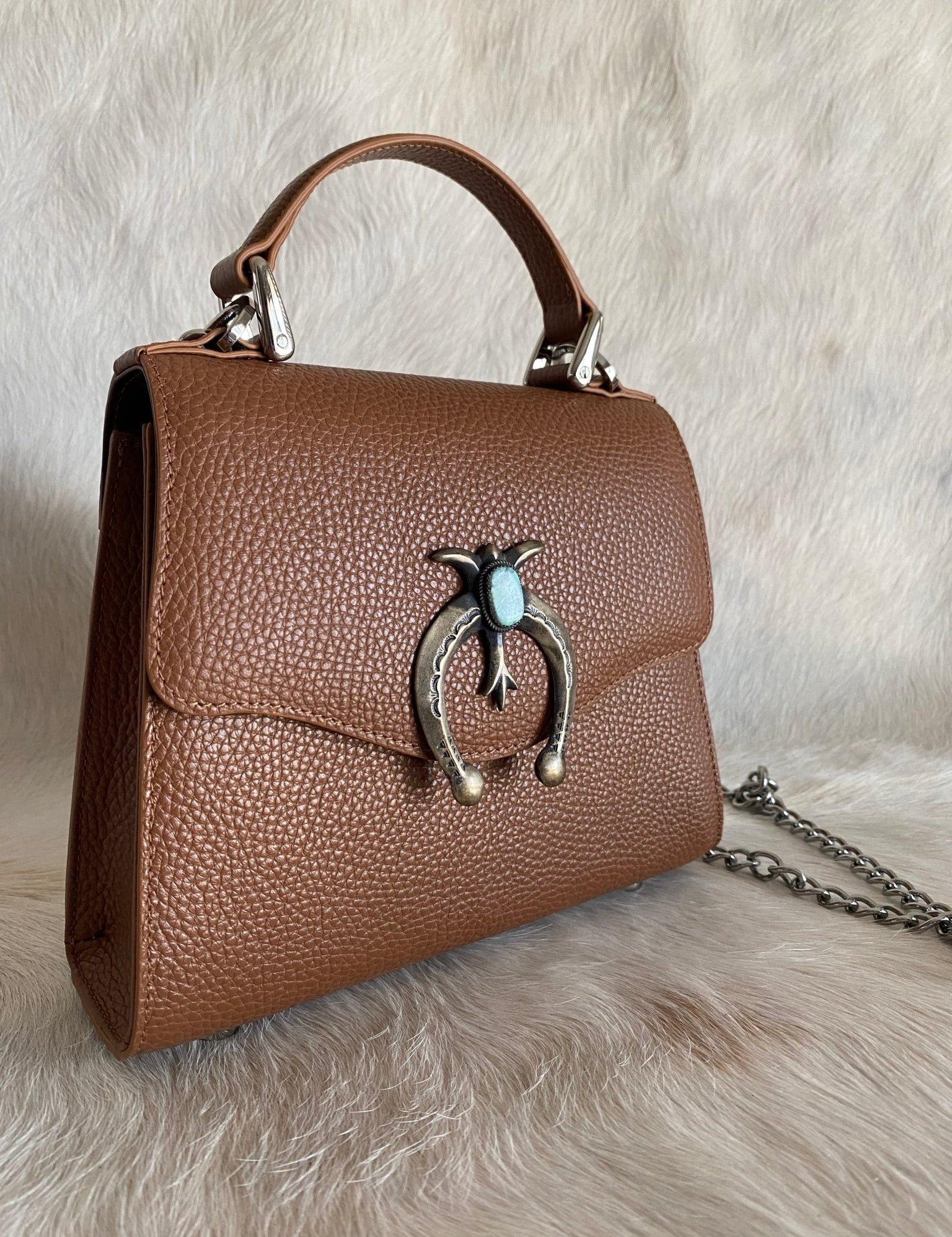 Naja Saddle Tan Lady Bag - LovLeathers
