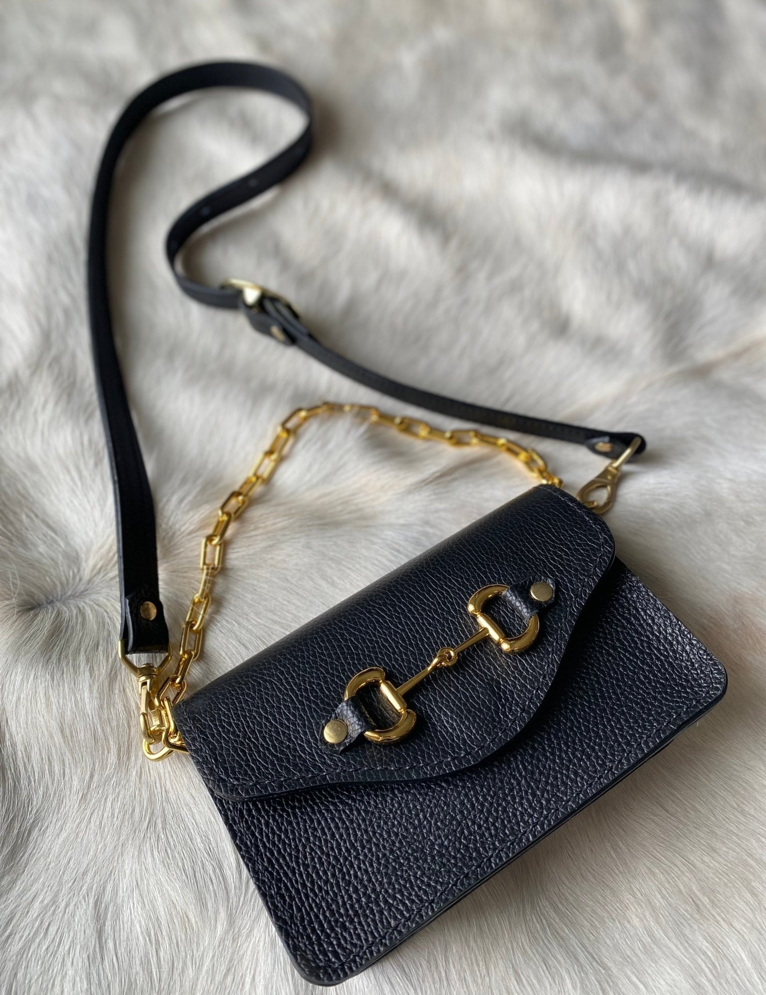 Black Pebble Grain Bit Bum Bag - PREORDER - LovLeathers