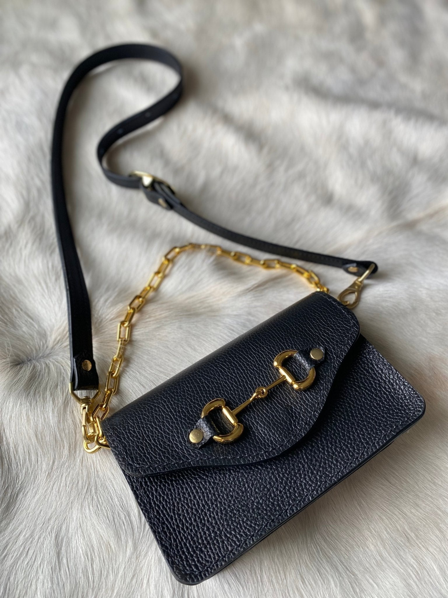 Black Pebble Grain Bit Bum Bag - PREORDER - LovLeathers