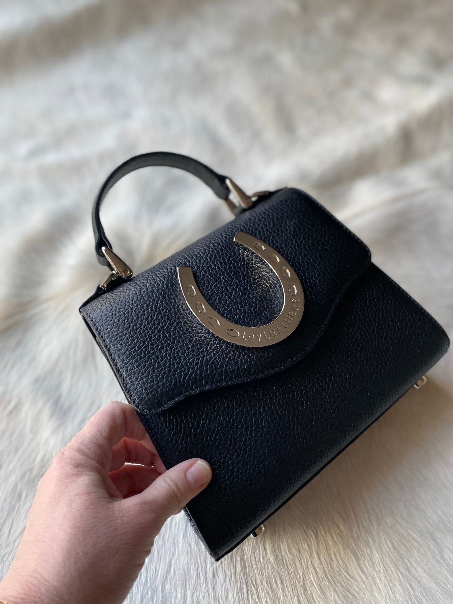 Black Silver Horseshoe Lady Bag - LovLeathers