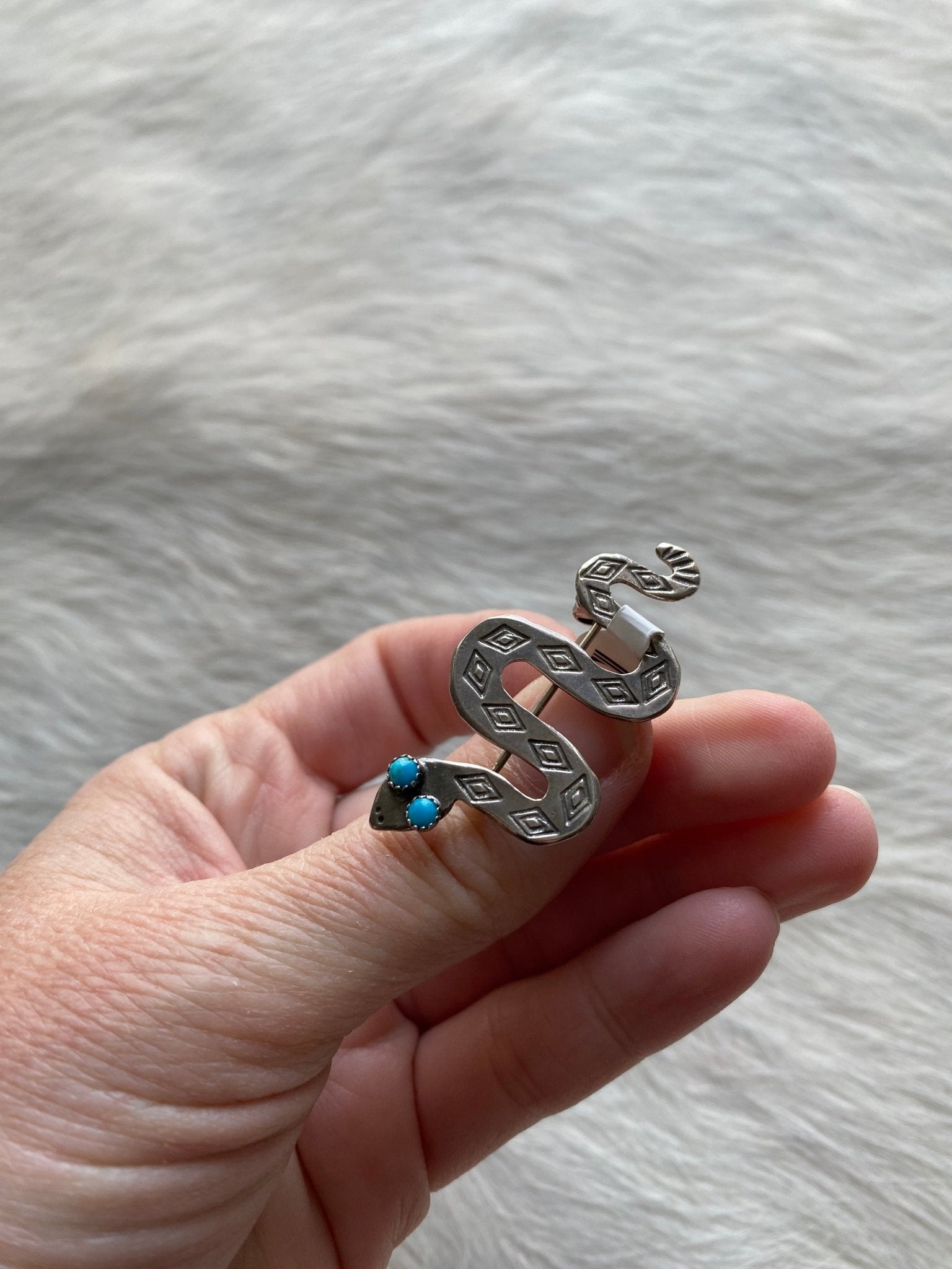 Snake Sterling Turquoise Brooch Pin - LovLeathers