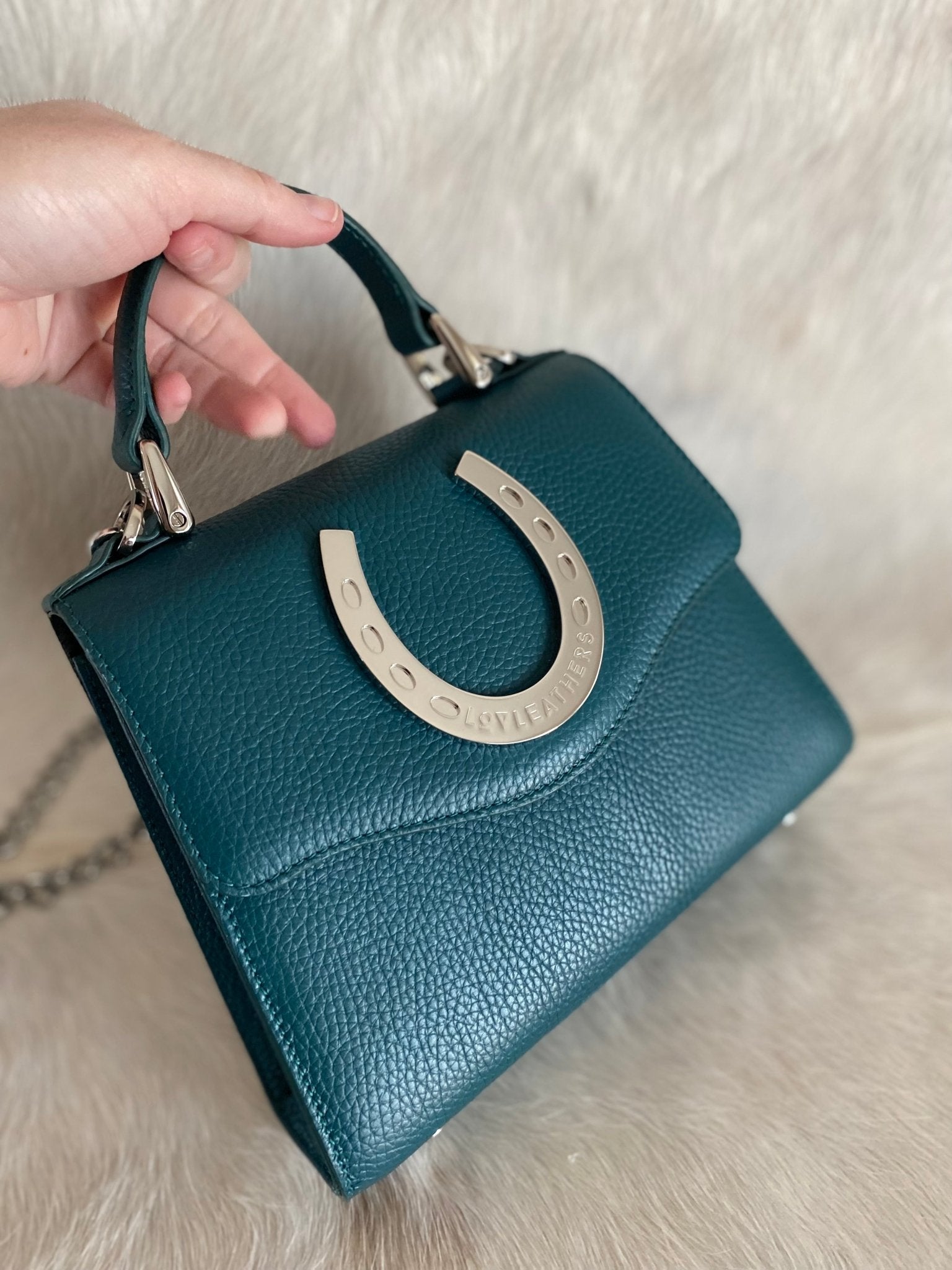 Teal Lil Lady Horseshoe Handbag - LovLeathers