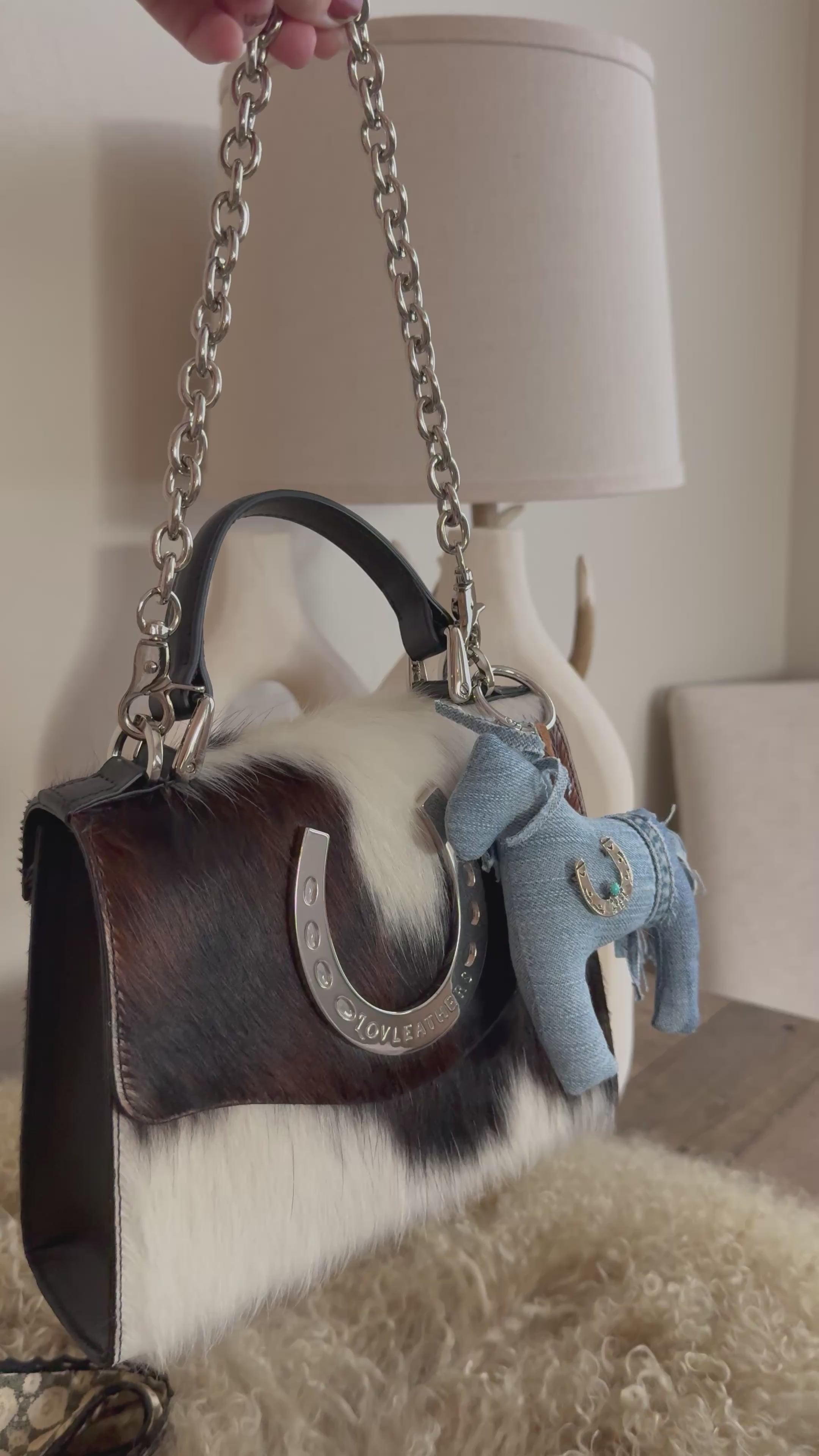 Styled Cowhide Horseshoe Bag