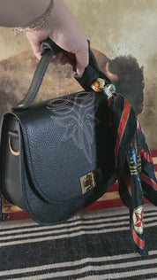Styled Black Boot Stitch Pioneer Handbag